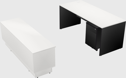 Parallel desk with low credenza