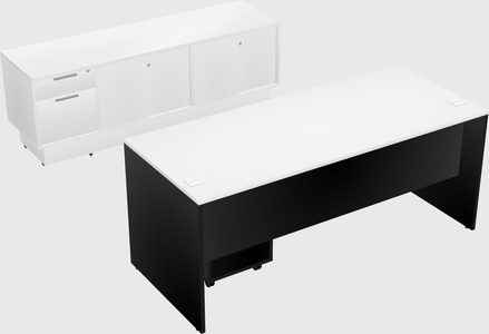 Parallel desk with low credenza