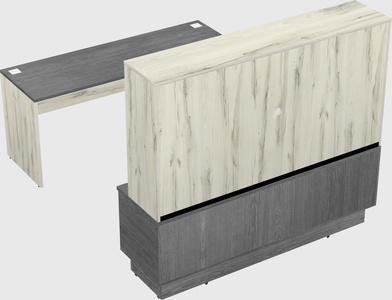 Parallel desk with low credenza