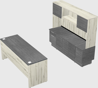 Parallel desk with low credenza