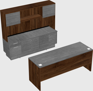 Parallel desk with low credenza