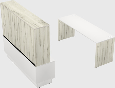 Parallel desk with low credenza