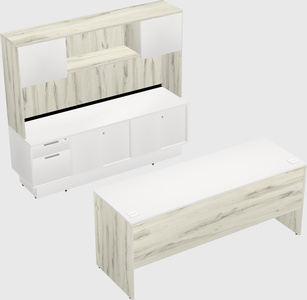 Parallel desk with low credenza