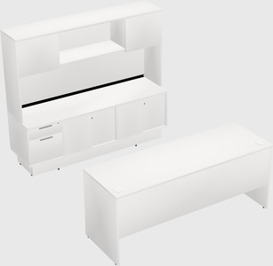 Parallel desk with low credenza