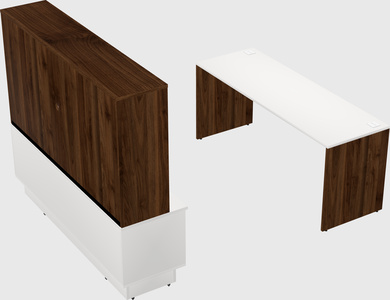 Parallel desk with low credenza