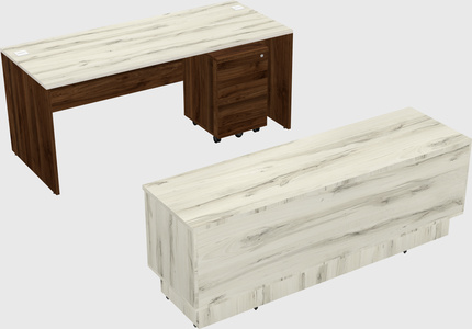 Parallel desk with low credenza