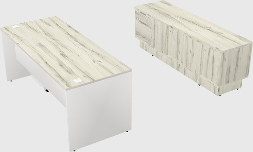 Parallel desk with low credenza