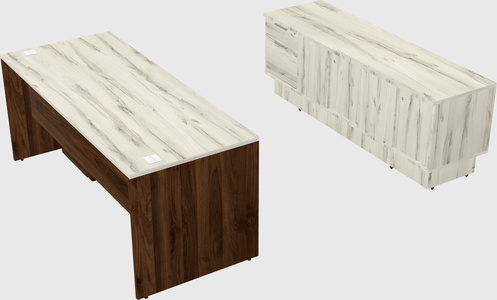 Parallel desk with low credenza