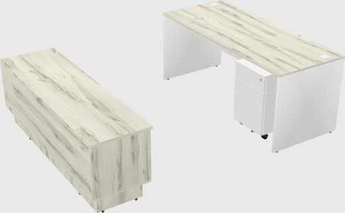 Parallel desk with low credenza