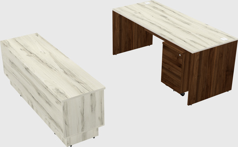 Parallel desk with low credenza
