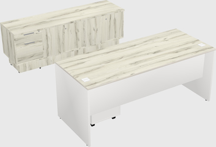 Parallel desk with low credenza
