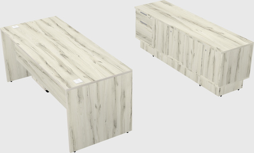 Parallel desk with low credenza