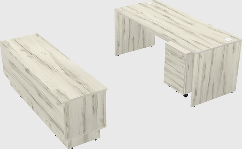 Parallel desk with low credenza