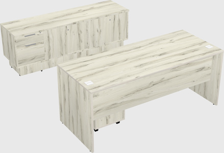 Parallel desk with low credenza