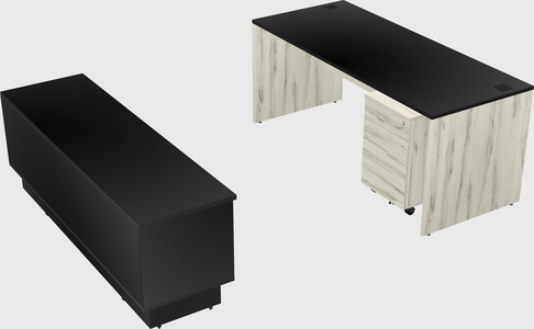 Parallel desk with low credenza