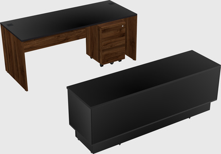 Parallel desk with low credenza