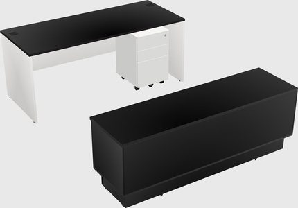Parallel desk with low credenza