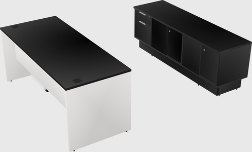 Parallel desk with low credenza