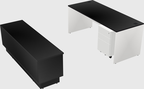 Parallel desk with low credenza