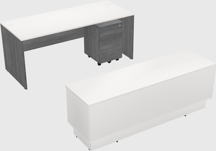 Parallel desk with low credenza