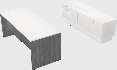 Parallel desk with low credenza