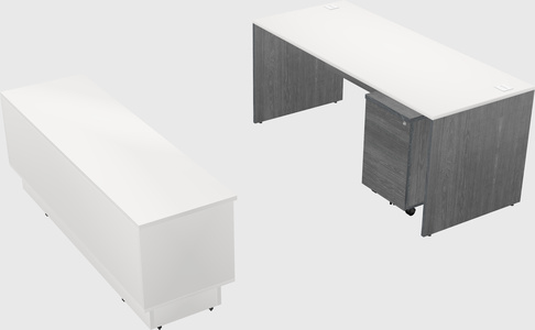 Parallel desk with low credenza