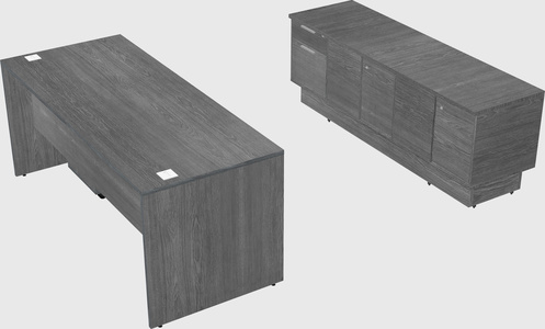 Parallel desk with low credenza
