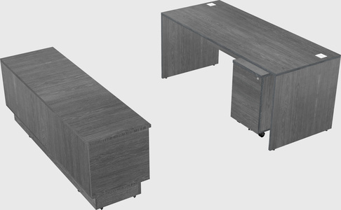 Parallel desk with low credenza