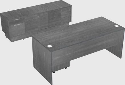 Parallel desk with low credenza