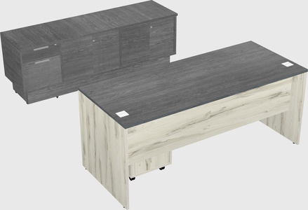Parallel desk with low credenza