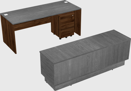 Parallel desk with low credenza