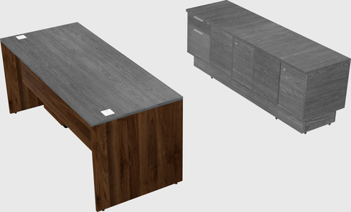 Parallel desk with low credenza