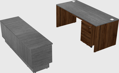 Parallel desk with low credenza