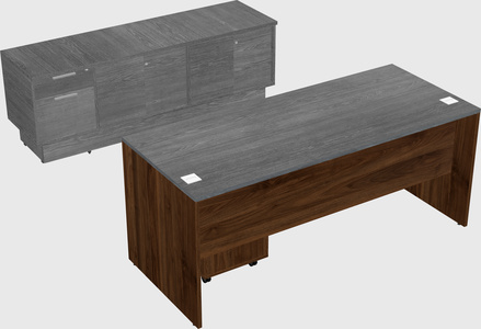 Parallel desk with low credenza