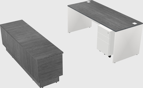 Parallel desk with low credenza