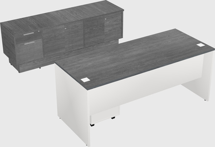 Parallel desk with low credenza