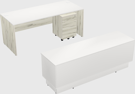 Parallel desk with low credenza