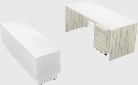 Parallel desk with low credenza