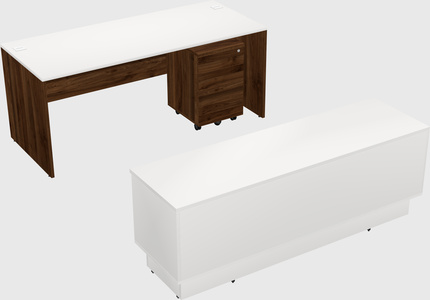 Parallel desk with low credenza