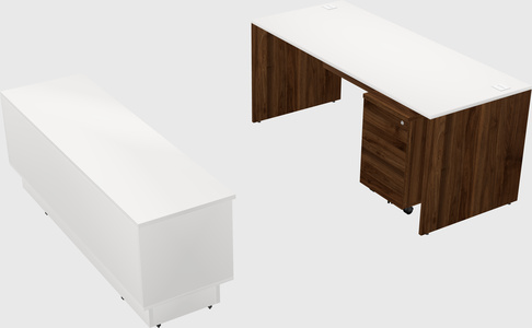 Parallel desk with low credenza