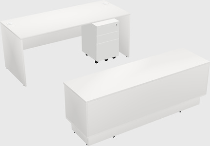 Parallel desk with low credenza