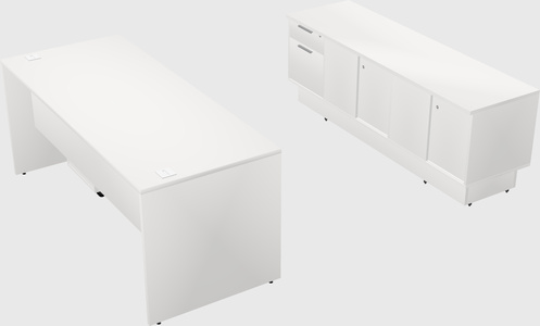 Parallel desk with low credenza