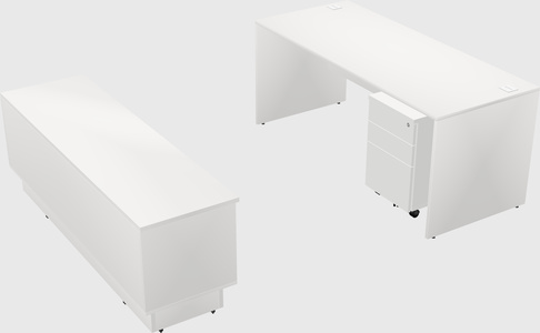 Parallel desk with low credenza