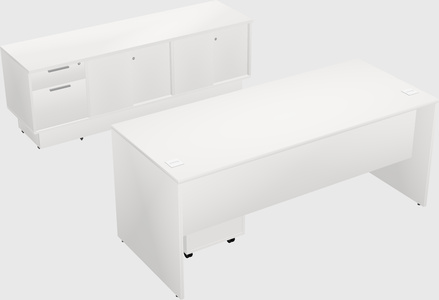 Parallel desk with low credenza