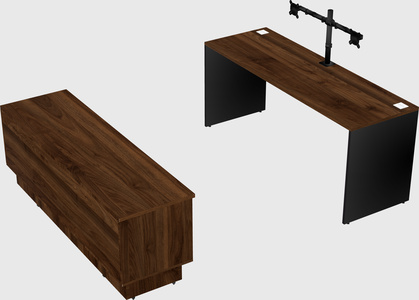 Parallel desk with low credenza