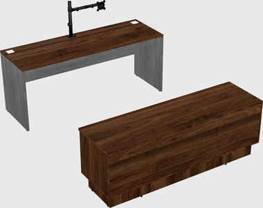 Parallel desk with low credenza