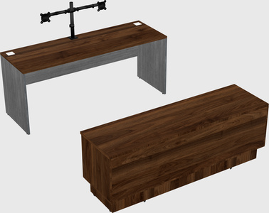 Parallel desk with low credenza