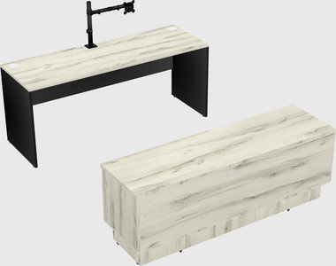 Parallel desk with low credenza