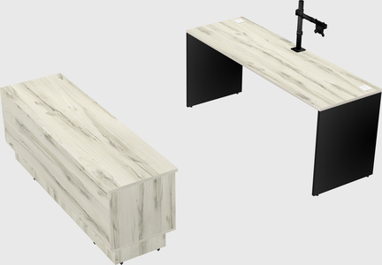Parallel desk with low credenza