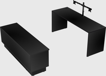 Parallel desk with low credenza